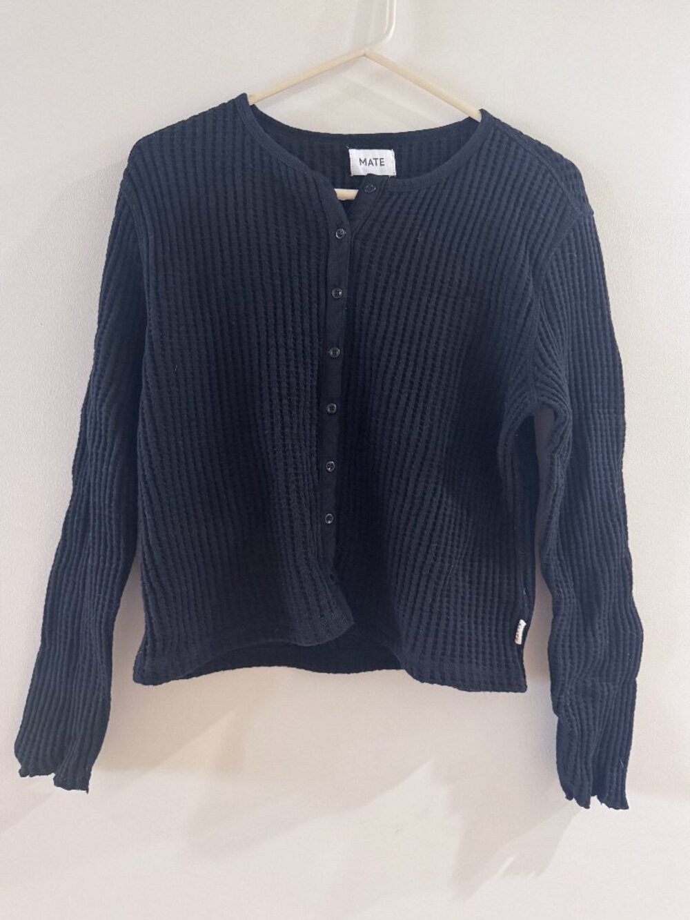 MATE the label waffle crewneck cardigan--sz L